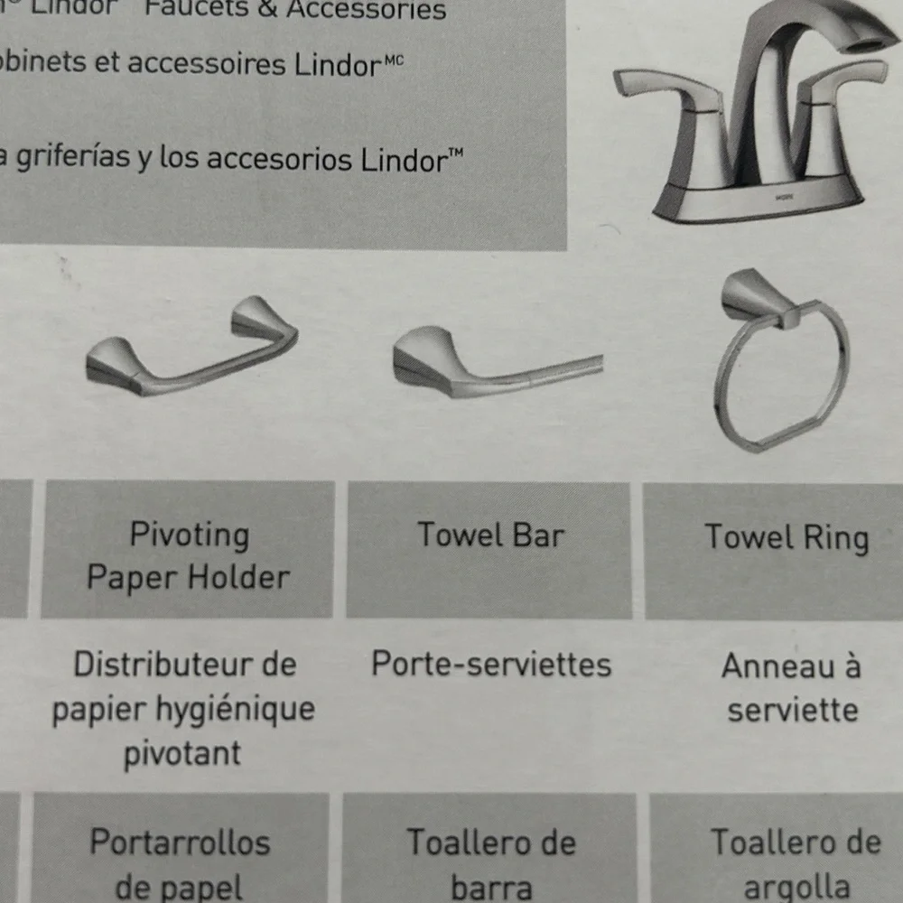 Moen Towel Bar Lindor Chrome 18” New Press Mark Bathroom Easy Installation